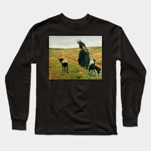 woman with goats - Max Liebermann Long Sleeve T-Shirt